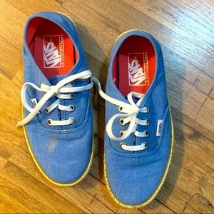 Vans shoes, denim style fabric, size 6